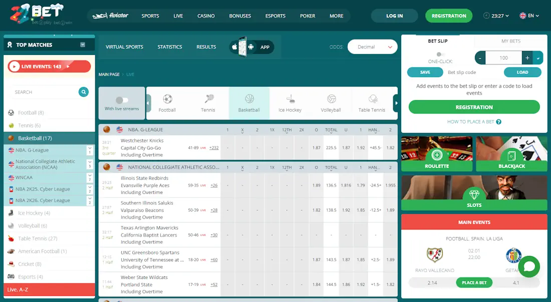 22Bet Basketball NBA Betting Screenshot